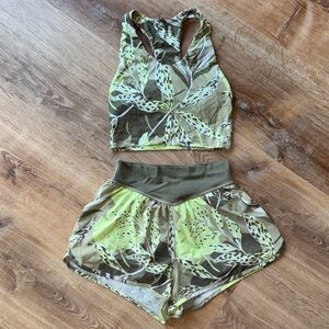 Offline by Aerie Leaf Print Sports Bra Butterfly Shorts Set